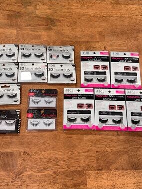 Ardell Eyelashes Lot Of 15 Faux Mink Wispies Magnetic New In Package